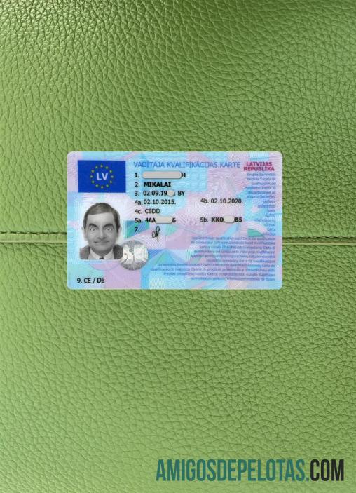 Carta de condução da Letónia fotolook frente modelo